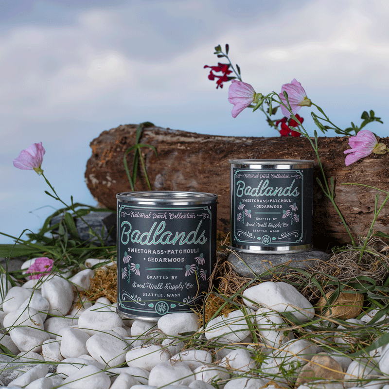 Good & Well Supply Co Badlands National Park Candle Candles Gray Half Pint / 8oz / Cotton Wick,Pint / 14oz / Cotton Wick