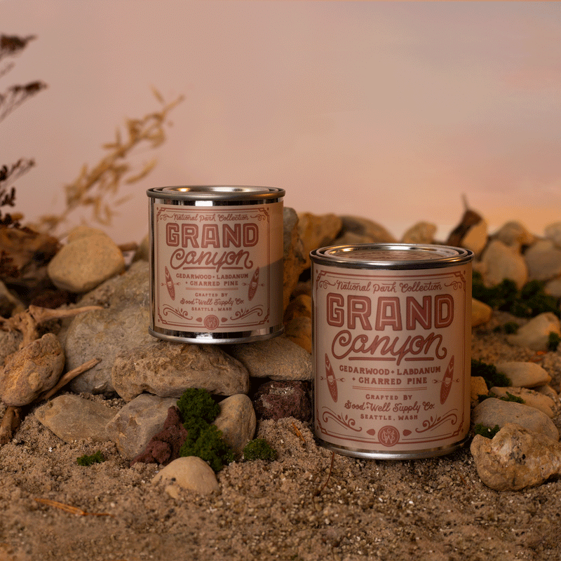Good & Well Supply Co Grand Canyon National Park Candle Candles Dark Olive Green Half Pint / 8oz / Cotton Wick,Pint / 14oz / Cotton Wick