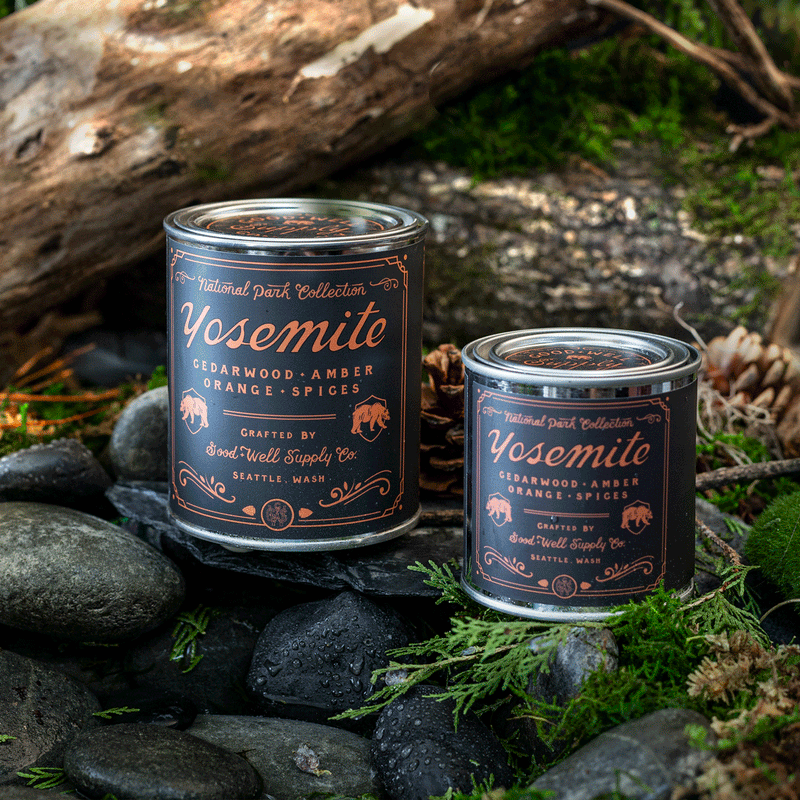 Good & Well Supply Co Yosemite National Park Candle Candles Black Half Pint / 8oz / Cotton Wick,Pint / 14oz / Cotton Wick