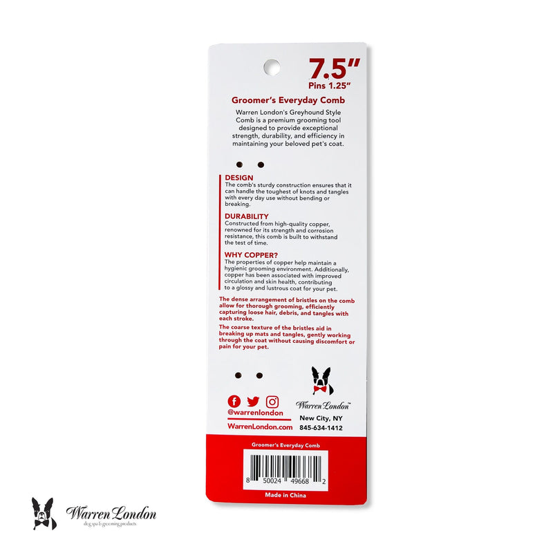 Warren London Groomer's Everyday Comb Pet Combs & Brushes White Smoke