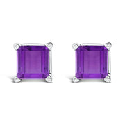 Bids.com 14K White Gold 5x5MM Princess Cut Purple Amethyst Solitaire Stud Earrings Earrings White Smoke White.Gold / Purple Amethyst