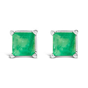 Bids.com 14K White Gold 5x5MM Princess Cut Purple Amethyst Solitaire Stud Earrings Earrings White Smoke White.Gold / Green Emerald