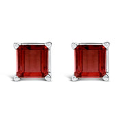 Bids.com 14K White Gold 5x5MM Princess Cut Purple Amethyst Solitaire Stud Earrings Earrings White Smoke White.Gold / Red Garnet