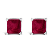 Bids.com 14K White Gold 5x5MM Princess Cut Purple Amethyst Solitaire Stud Earrings Earrings White Smoke White.Gold / Red Ruby
