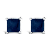 Bids.com 14K White Gold 5x5MM Princess Cut Purple Amethyst Solitaire Stud Earrings Earrings White Smoke White.Gold / Blue Sapphire