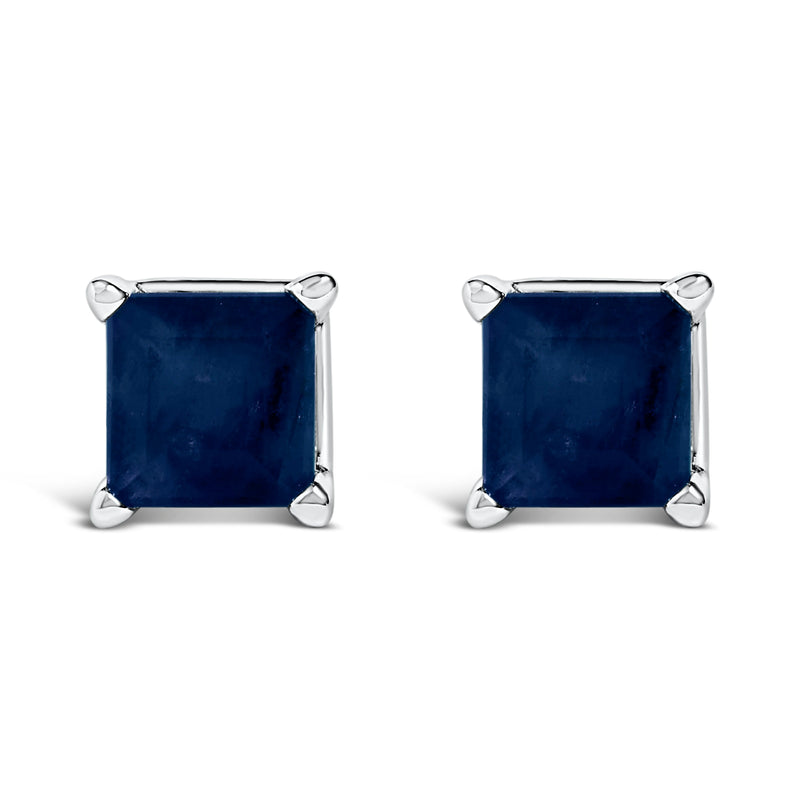 Bids.com 14K White Gold 5x5MM Princess Cut Purple Amethyst Solitaire Stud Earrings Earrings White Smoke White.Gold / Blue Sapphire