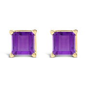 Bids.com 14K White Gold 5x5MM Princess Cut Purple Amethyst Solitaire Stud Earrings Earrings White Smoke Yellow.Gold / Purple Amethyst