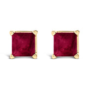 Bids.com 14K White Gold 5x5MM Princess Cut Purple Amethyst Solitaire Stud Earrings Earrings White Smoke Yellow.Gold / Red Ruby
