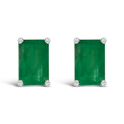 Bids.com 14K White Gold 6x4MM Emerald Shaped Amethyst Solitaire Stud Earrings Earrings White Smoke White.Gold / Green Emerald