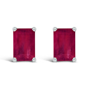 Bids.com 14K White Gold 6x4MM Emerald Shaped Amethyst Solitaire Stud Earrings Earrings White Smoke White.Gold / Red Ruby
