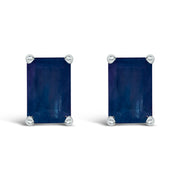 Bids.com 14K White Gold 6x4MM Emerald Shaped Amethyst Solitaire Stud Earrings Earrings White Smoke White.Gold / Blue Sapphire