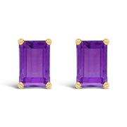 Bids.com 14K White Gold 6x4MM Emerald Shaped Amethyst Solitaire Stud Earrings Earrings White Smoke Yellow.Gold / Purple Amethyst
