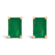 Bids.com 14K White Gold 6x4MM Emerald Shaped Amethyst Solitaire Stud Earrings Earrings White Smoke Yellow.Gold / Green Emerald