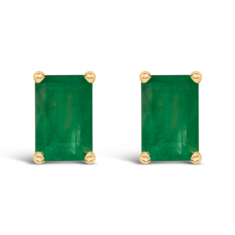 Bids.com 14K White Gold 6x4MM Emerald Shaped Amethyst Solitaire Stud Earrings Earrings White Smoke Yellow.Gold / Green Emerald