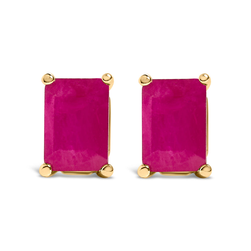 Bids.com 14K White Gold 6x4MM Emerald Shaped Amethyst Solitaire Stud Earrings Earrings White Smoke Yellow.Gold / Red Ruby