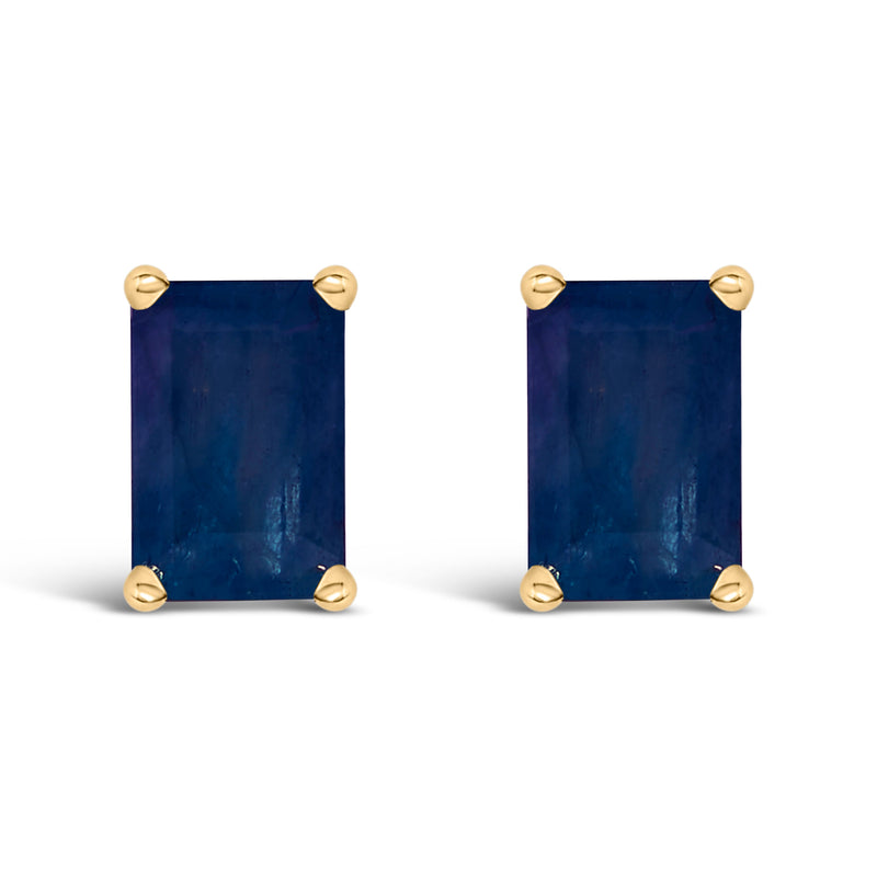 Bids.com 14K White Gold 6x4MM Emerald Shaped Amethyst Solitaire Stud Earrings Earrings White Smoke Yellow.Gold / Blue Sapphire
