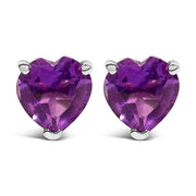 Bids.com 14K White Gold 5MM Heart Cut Purple Amethyst Solitaire Stud Earrings Earrings White Smoke White.Gold / Purple Amethyst