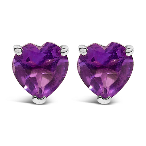 Bids.com 14K White Gold 5MM Heart Cut Purple Amethyst Solitaire Stud Earrings Earrings White Smoke White.Gold / Purple Amethyst