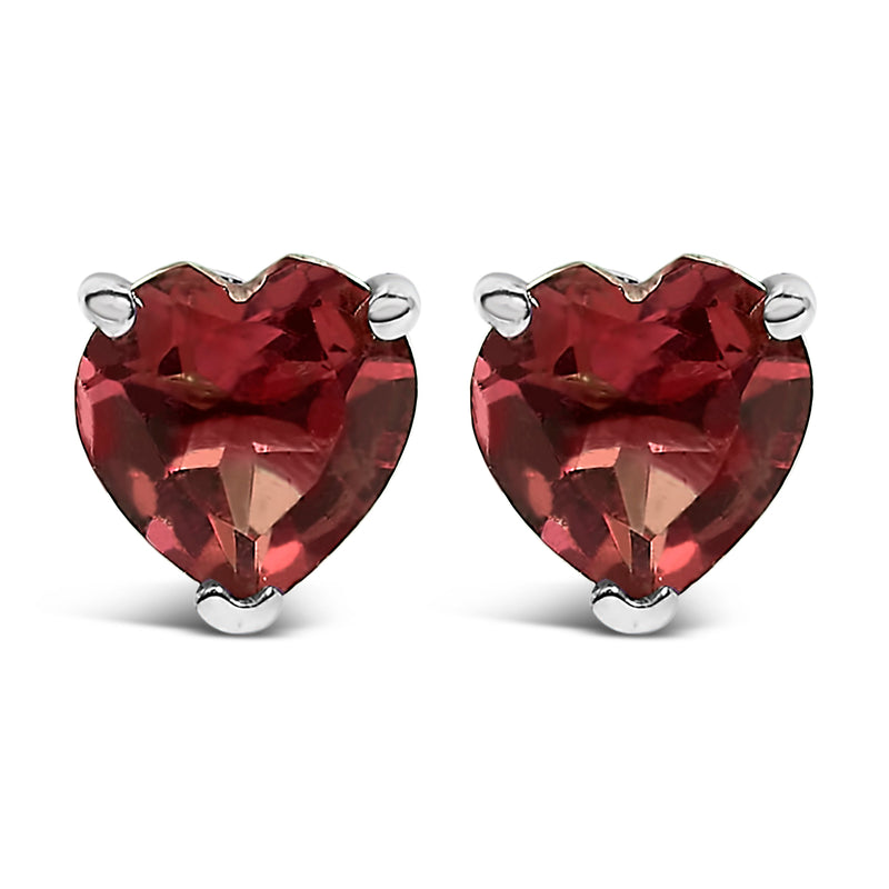 Bids.com 14K White Gold 5MM Heart Cut Purple Amethyst Solitaire Stud Earrings Earrings White Smoke White.Gold / Red Garnet