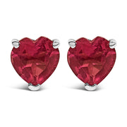 Bids.com 14K White Gold 5MM Heart Cut Purple Amethyst Solitaire Stud Earrings Earrings White Smoke White.Gold / Red Ruby