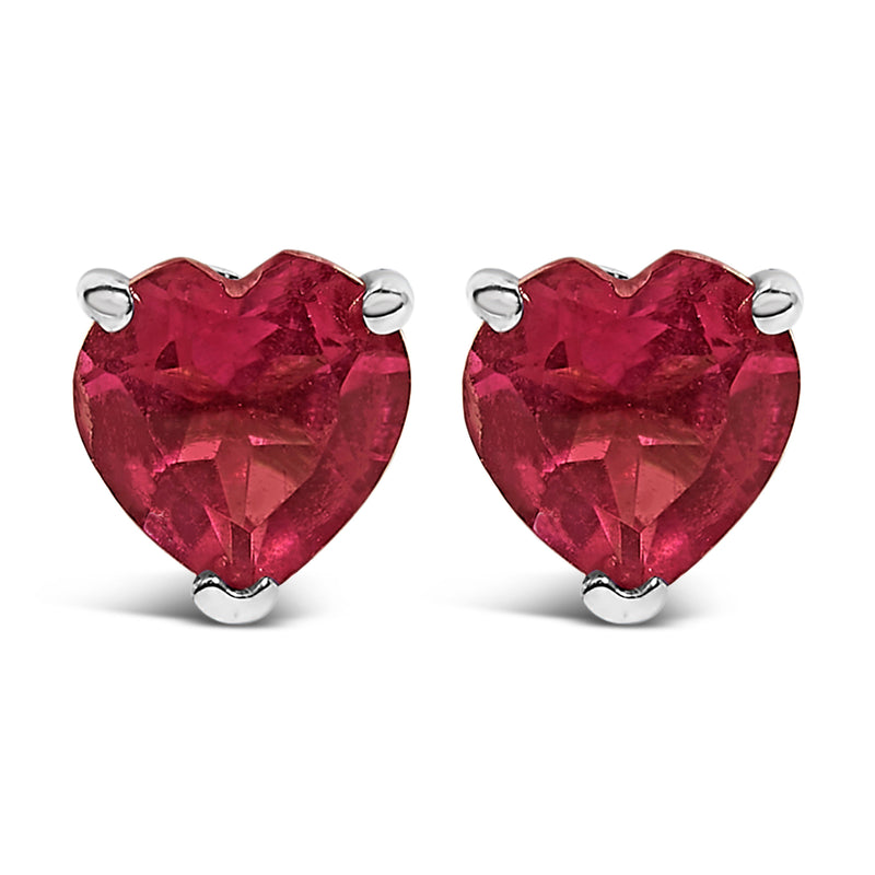 Bids.com 14K White Gold 5MM Heart Cut Purple Amethyst Solitaire Stud Earrings Earrings White Smoke White.Gold / Red Ruby
