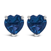 Bids.com 14K White Gold 5MM Heart Cut Purple Amethyst Solitaire Stud Earrings Earrings White Smoke White.Gold / Blue Sapphire