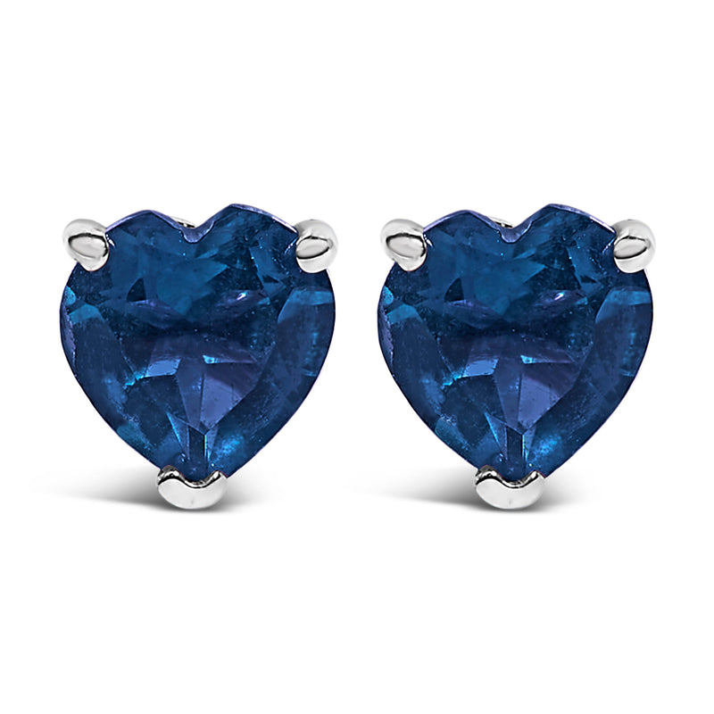 Bids.com 14K White Gold 5MM Heart Cut Purple Amethyst Solitaire Stud Earrings Earrings White Smoke White.Gold / Blue Sapphire