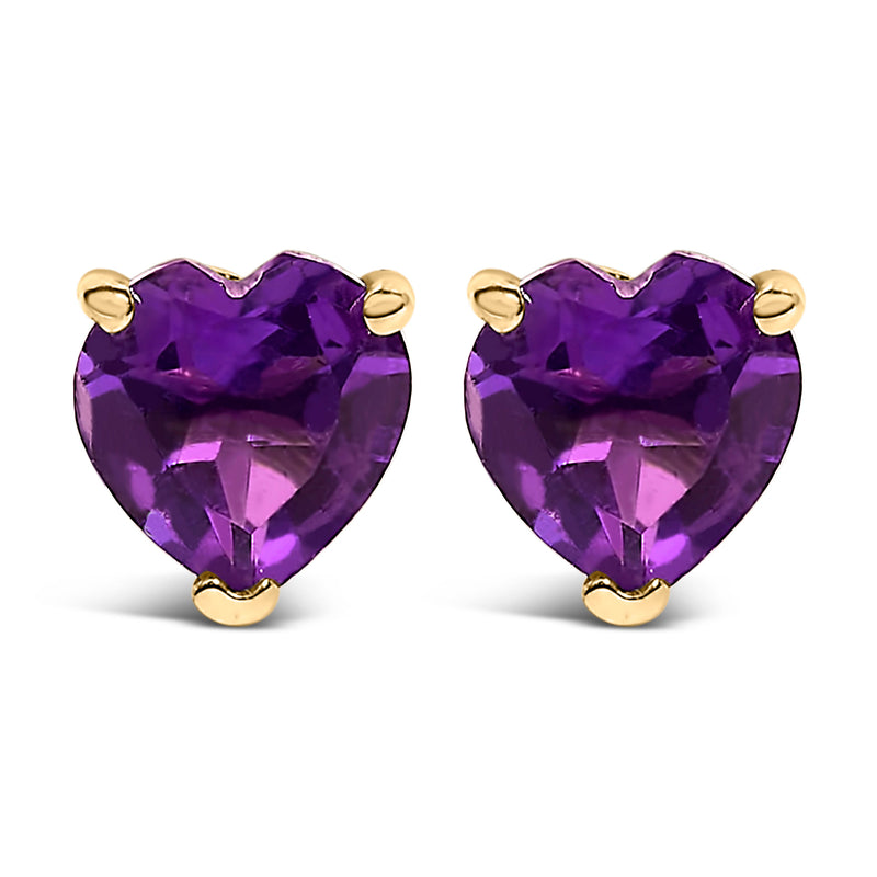 Bids.com 14K White Gold 5MM Heart Cut Purple Amethyst Solitaire Stud Earrings Earrings White Smoke Yellow.Gold / Purple Amethyst
