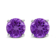 Bids.com 14K White Gold 5X5MM Round Purple Amethyst Solitaire Stud Earrings Earrings White Smoke White.Gold / Purple Amethyst