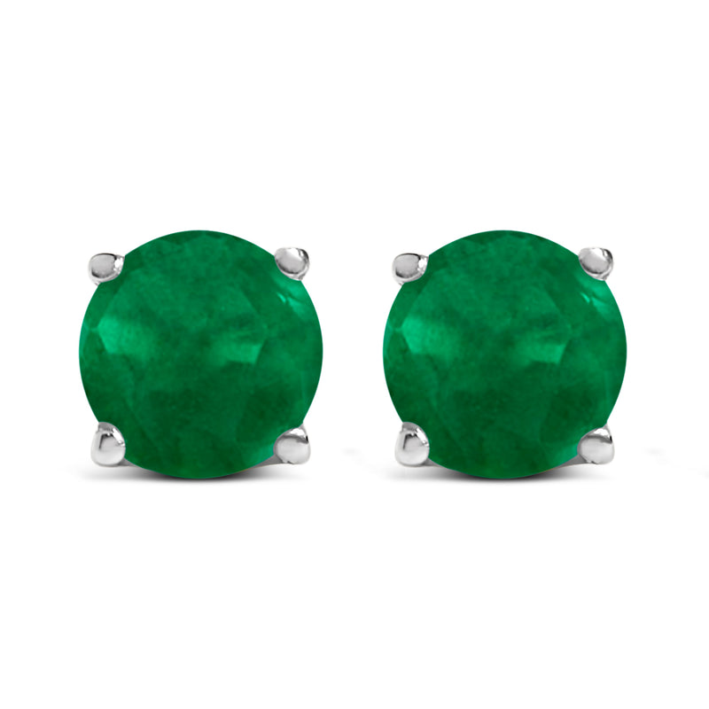 Bids.com 14K White Gold 5X5MM Round Purple Amethyst Solitaire Stud Earrings Earrings White Smoke White.Gold / Green Emerald