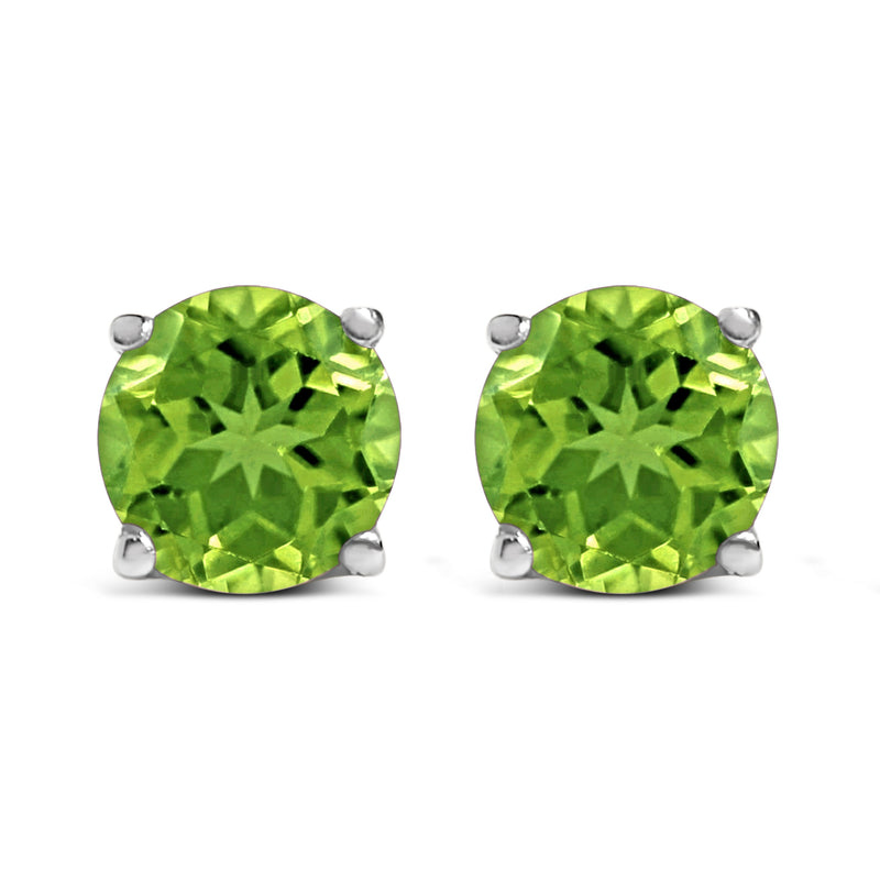 Bids.com 14K White Gold 5X5MM Round Purple Amethyst Solitaire Stud Earrings Earrings White Smoke White.Gold / Green Peridot