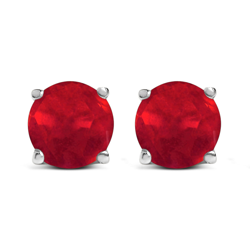 Bids.com 14K White Gold 5X5MM Round Purple Amethyst Solitaire Stud Earrings Earrings White Smoke White.Gold / Red Ruby
