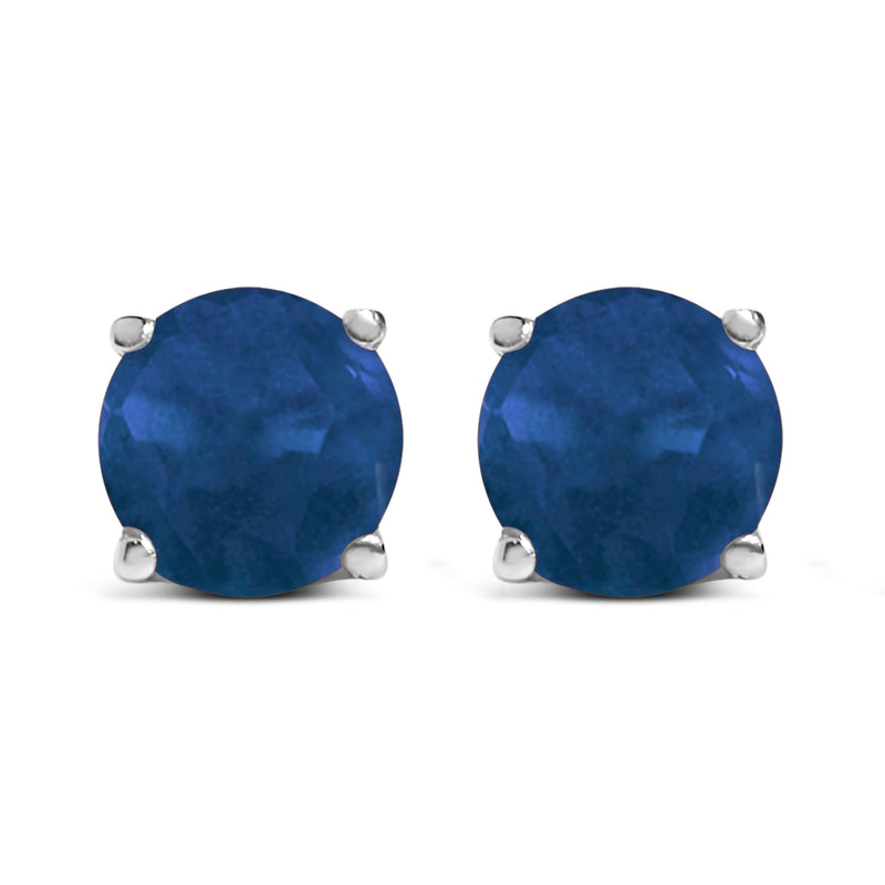 Bids.com 14K White Gold 5X5MM Round Purple Amethyst Solitaire Stud Earrings Earrings White Smoke White.Gold / Blue Sapphire