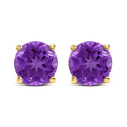 Bids.com 14K White Gold 5X5MM Round Purple Amethyst Solitaire Stud Earrings Earrings White Smoke Yellow.Gold / Purple Amethyst