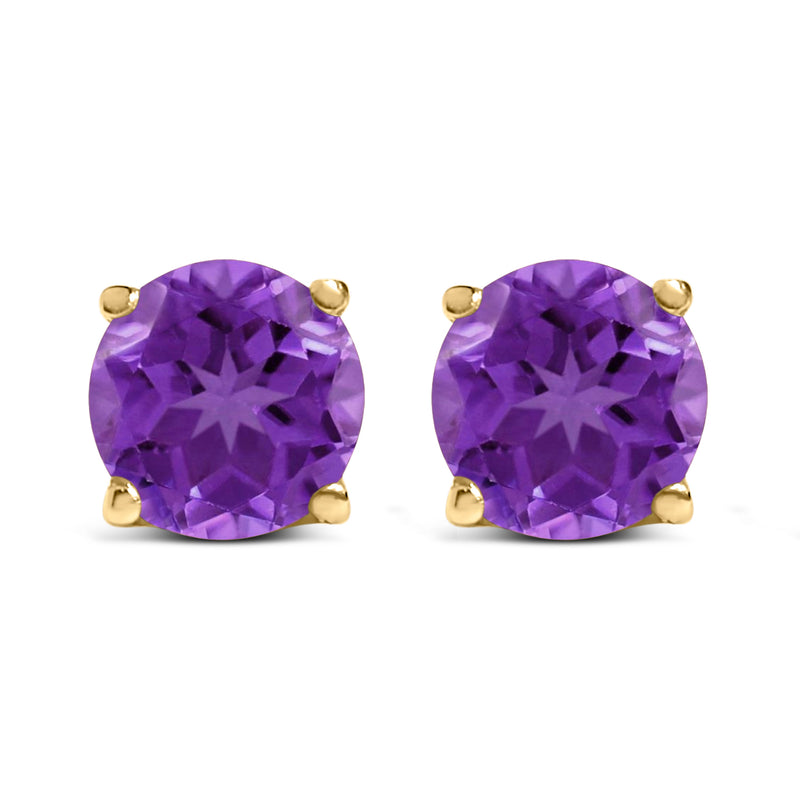 Bids.com 14K White Gold 5X5MM Round Purple Amethyst Solitaire Stud Earrings Earrings White Smoke Yellow.Gold / Purple Amethyst