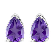 Bids.com 14K White Gold 6x4MM Pear Shaped Purple Amethyst Solitaire Stud Earrings Earrings White Smoke White.Gold / Purple Amethyst