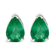 Bids.com 14K White Gold 6x4MM Pear Shaped Purple Amethyst Solitaire Stud Earrings Earrings White Smoke White.Gold / Green Emerald