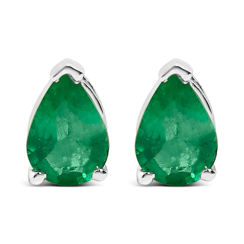 Bids.com 14K White Gold 6x4MM Pear Shaped Purple Amethyst Solitaire Stud Earrings Earrings White Smoke White.Gold / Green Emerald