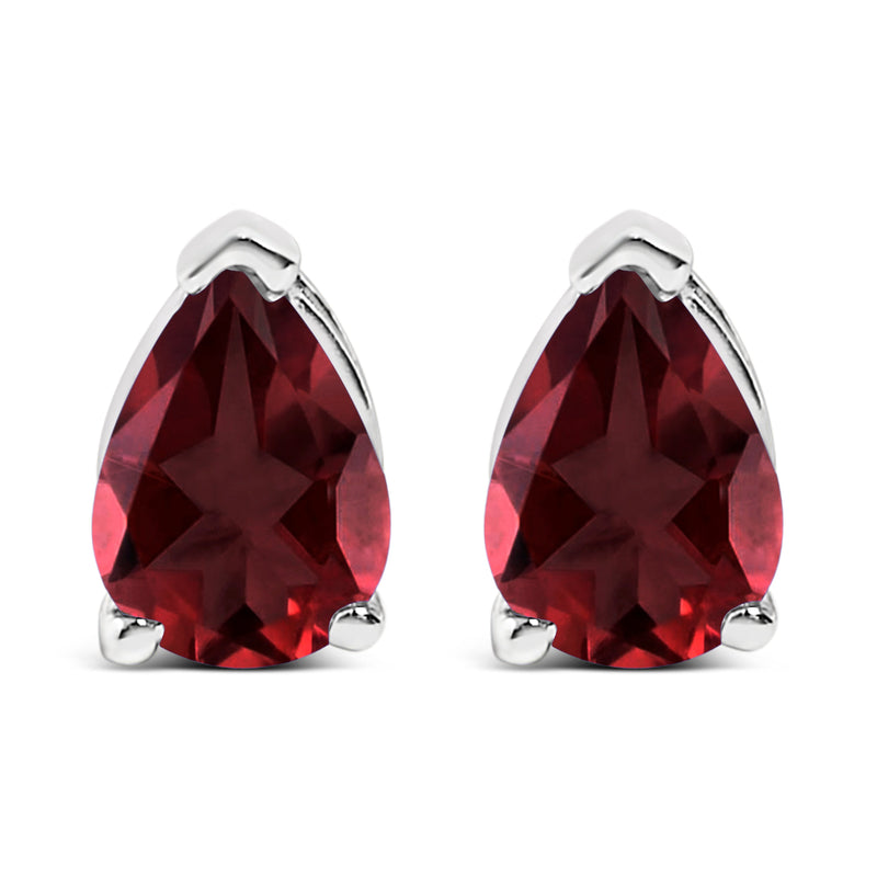 Bids.com 14K White Gold 6x4MM Pear Shaped Purple Amethyst Solitaire Stud Earrings Earrings White Smoke White.Gold / Red Garnet