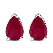 Bids.com 14K White Gold 6x4MM Pear Shaped Purple Amethyst Solitaire Stud Earrings Earrings White Smoke White.Gold / Red Ruby