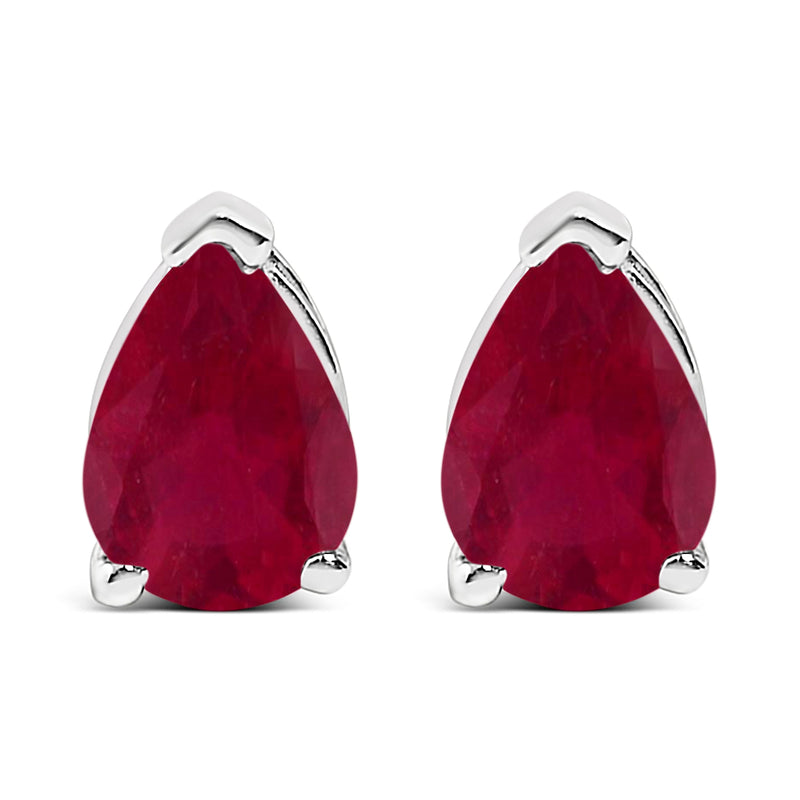 Bids.com 14K White Gold 6x4MM Pear Shaped Purple Amethyst Solitaire Stud Earrings Earrings White Smoke White.Gold / Red Ruby
