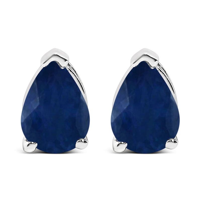 Bids.com 14K White Gold 6x4MM Pear Shaped Purple Amethyst Solitaire Stud Earrings Earrings White Smoke White.Gold / Blue Sapphire