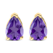 Bids.com 14K White Gold 6x4MM Pear Shaped Purple Amethyst Solitaire Stud Earrings Earrings White Smoke Yellow.Gold / Purple Amethyst