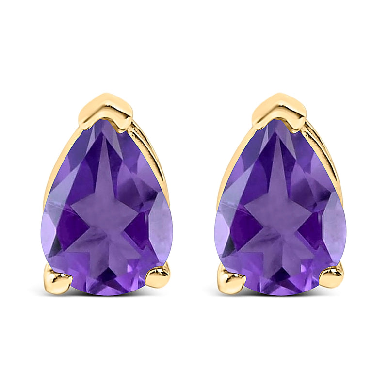 Bids.com 14K White Gold 6x4MM Pear Shaped Purple Amethyst Solitaire Stud Earrings Earrings White Smoke Yellow.Gold / Purple Amethyst