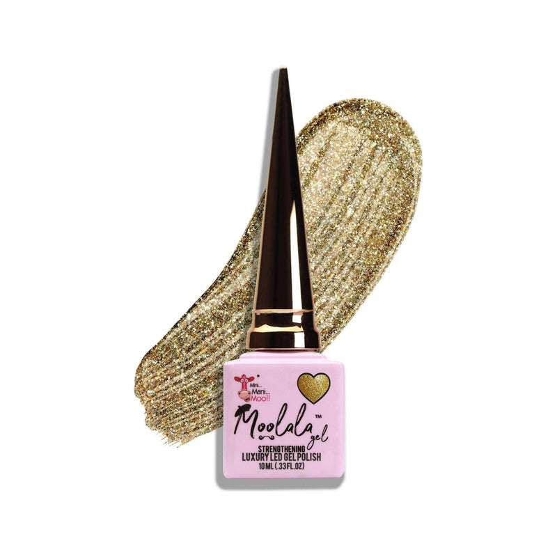 minimanimoo Moolala™ 2 Step Gel - #25 Glittery Gold Nail Polish Light Gray
