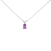 Bids.com 14K White Gold 6x4MM Emerald Cut Purple Amethyst Solitaire Pendant Necklace Necklaces White Smoke White.Gold / 18 / Purple Amethyst