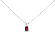 Bids.com 14K White Gold 6x4MM Emerald Cut Purple Amethyst Solitaire Pendant Necklace Necklaces White Smoke White.Gold / 18 / Red Garnet