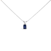 Bids.com 14K White Gold 6x4MM Emerald Cut Purple Amethyst Solitaire Pendant Necklace Necklaces White Smoke White.Gold / 18 / Blue Sapphire
