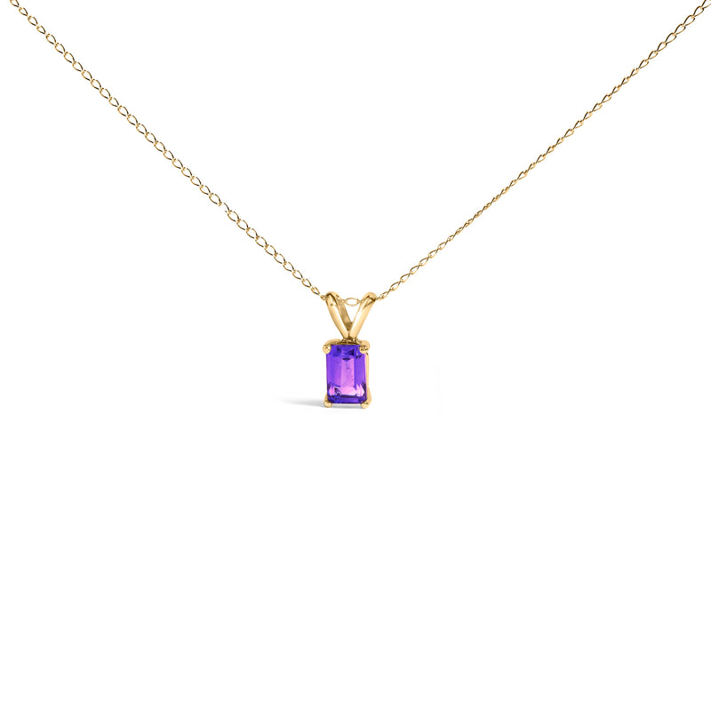 Bids.com 14K White Gold 6x4MM Emerald Cut Purple Amethyst Solitaire Pendant Necklace Necklaces White Smoke Yellow.Gold / 18 / Purple Amethyst
