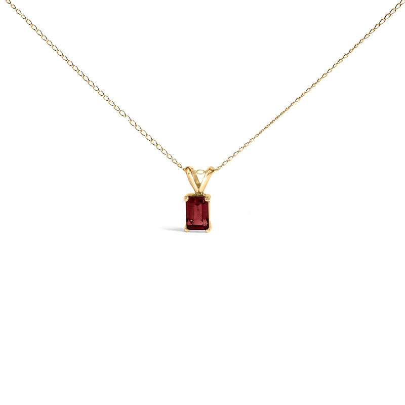 Bids.com 14K White Gold 6x4MM Emerald Cut Purple Amethyst Solitaire Pendant Necklace Necklaces White Smoke Yellow.Gold / 18 / Red Garnet
